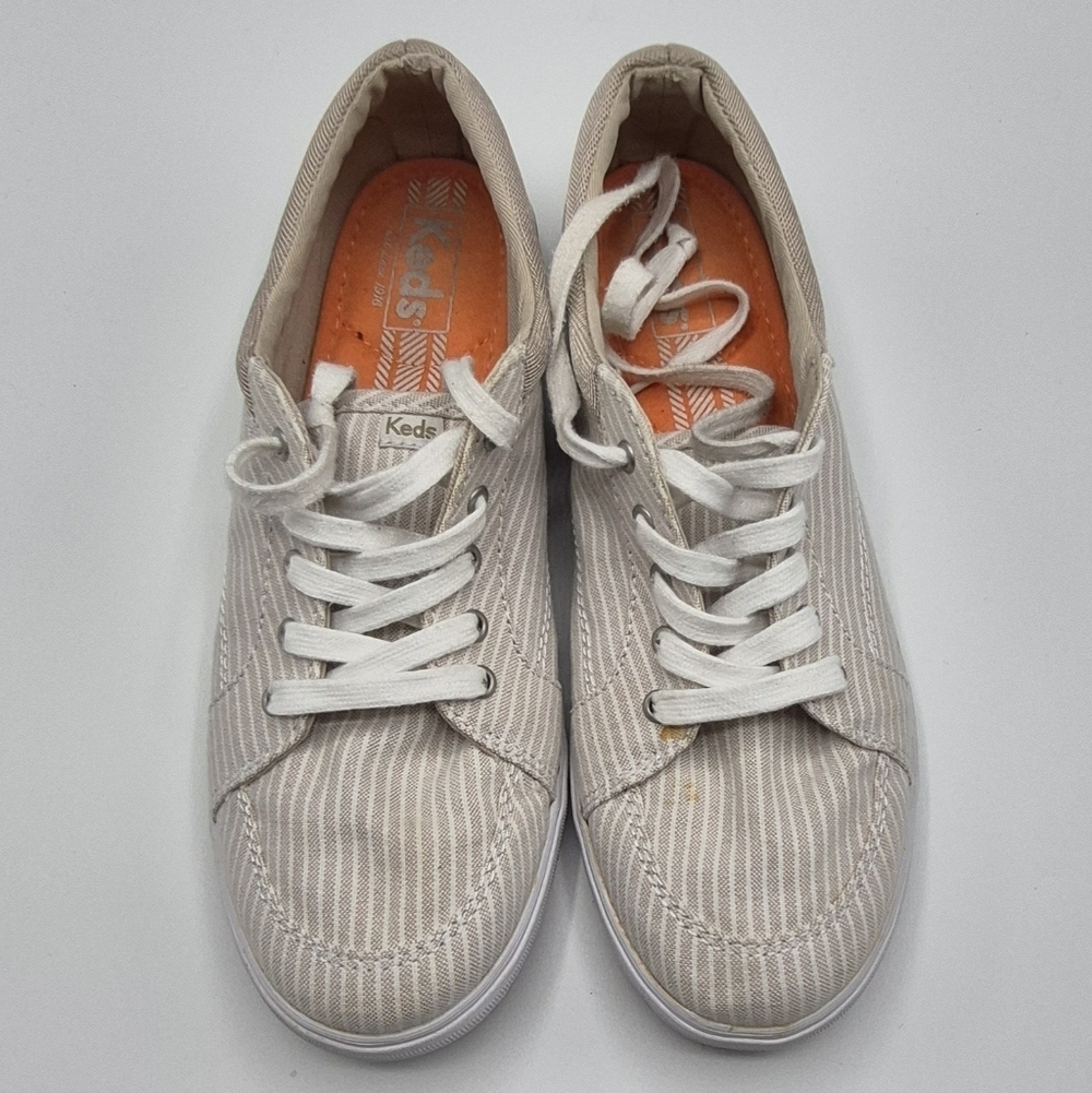 Keds Striped Canvas Sneakers in Beige